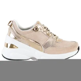Filippo Sneakers met leren sleehak beige