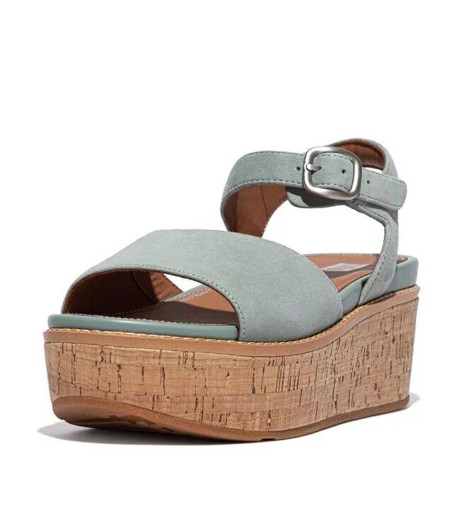 FITFLOP ELOISE CORKWRAP BACKSTRAP WEDGE SANDALS COOL BLUE SANDALEN