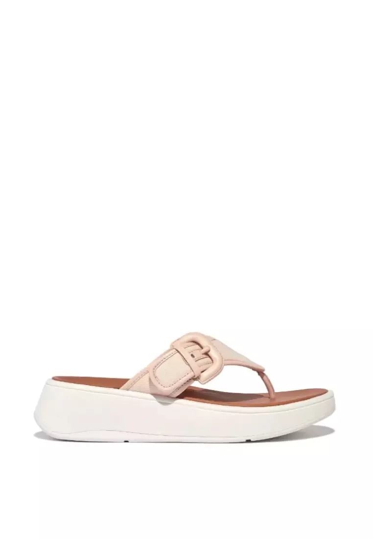 FITFLOP FMODE BUCKLE CANVAS FLATFORM ROSE FOAM SLIPPERS