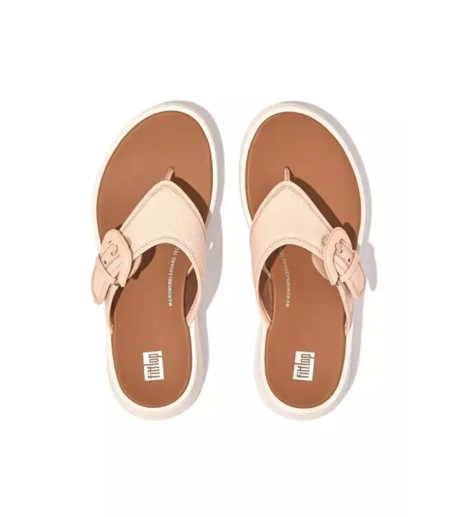FITFLOP FMODE BUCKLE CANVAS FLATFORM ROSE FOAM SLIPPERS
