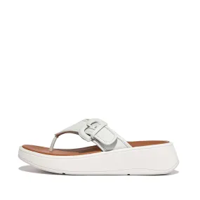 FitFlop F-Mode Buckle Canvas Flatform Toe-Post seafoam blue Slippers