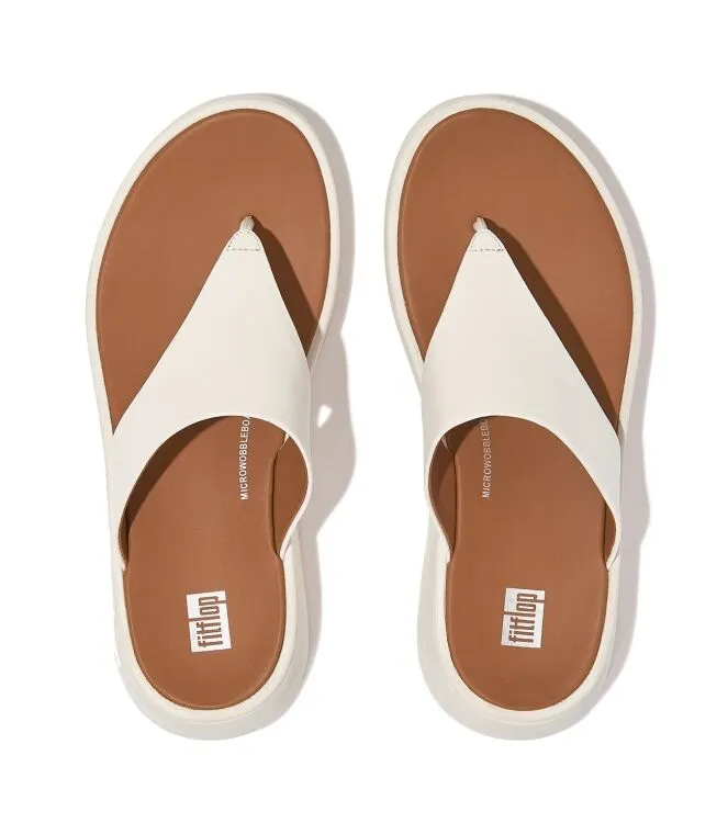 FITFLOP FMODE LEATHER FLATFORM CREAM SLIPPERS