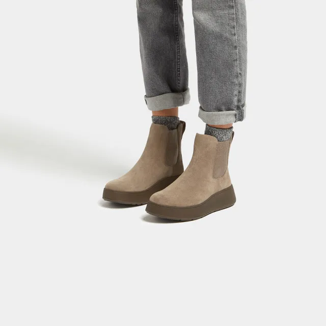 FITFLOP FMODE SUEDE FLATFORM CHELSEA BOOTS 2TONE ELASTIC