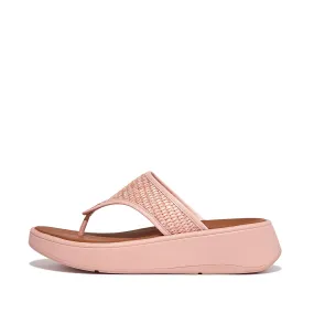 FitFlop F-Mode Woven-Raffia Flatform Sandals pink salt Slippers