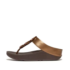 FitFlop FifFlop Halo Bead-Circle Metallic Toe-Post Sandals bronze Slippers