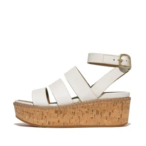 FitFlop FitFlop Eloise Leather/Cork Strappy Wedge Sandals urban white Sandalen
