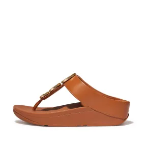 FitFlop Halo Metallic-Trim Toe-Post Sandals light tan Slippers