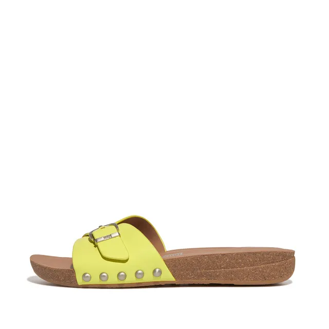 FitFlop Iqushion adjustable buckle leather slides