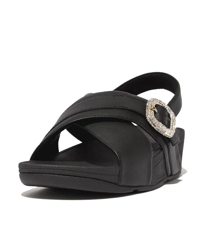 FITFLOP LULU CRYSTALBUCKLE LEATHER BACKSTRAP SANDALS SANDALEN