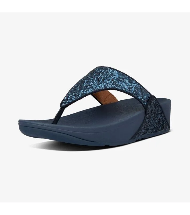 FITFLOP LULU GLITTER TOETHONGS MIDNIGHT NAVY SLIPPERS