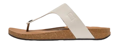 FITFLOP MEN IQUSHION LEATHER TOEPOST SANDALS CLAY GREY