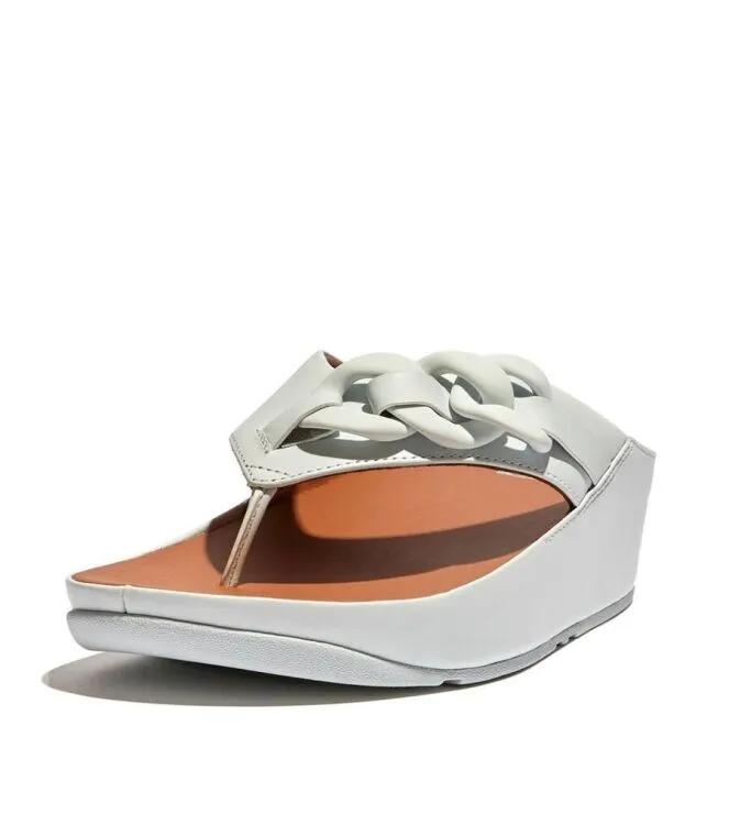 FITFLOP OPALLE RUBBERCHAIN SEAFOAM BLUE SLIPPERS
