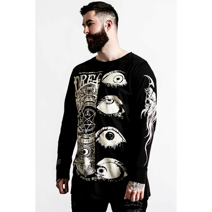 HERENSHIRT MET LANGE MOUWEN KILLSTAR  INSOMNIA LONGLINE SPLIT  TOP  ZWART