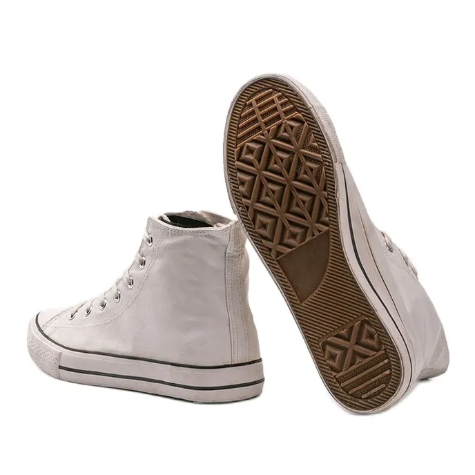Leren witte klassieke herensneakers BF3222C
