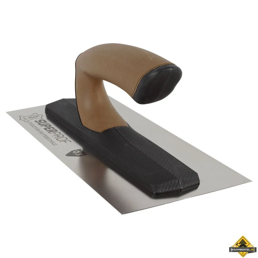 Raapspaan Comfort Super Prof Pure 405x120x0,7mm afgeronde hoeken met lederen handgreep RVS