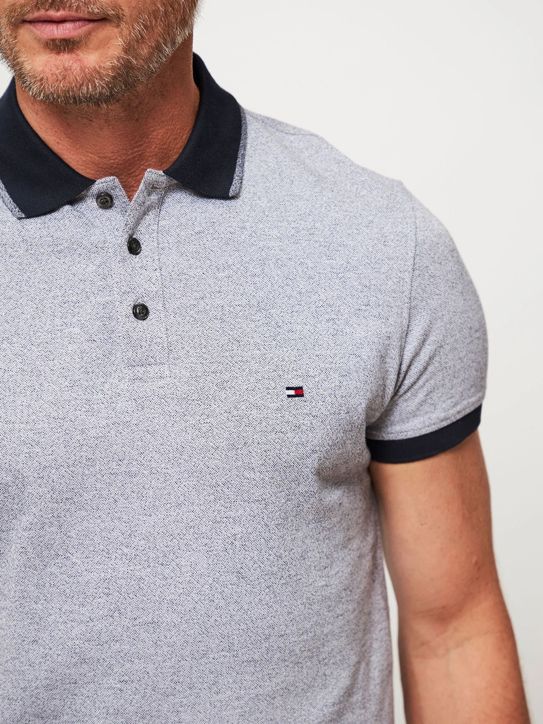 Tommy Hilfiger Men Mouline, cotton melange polo